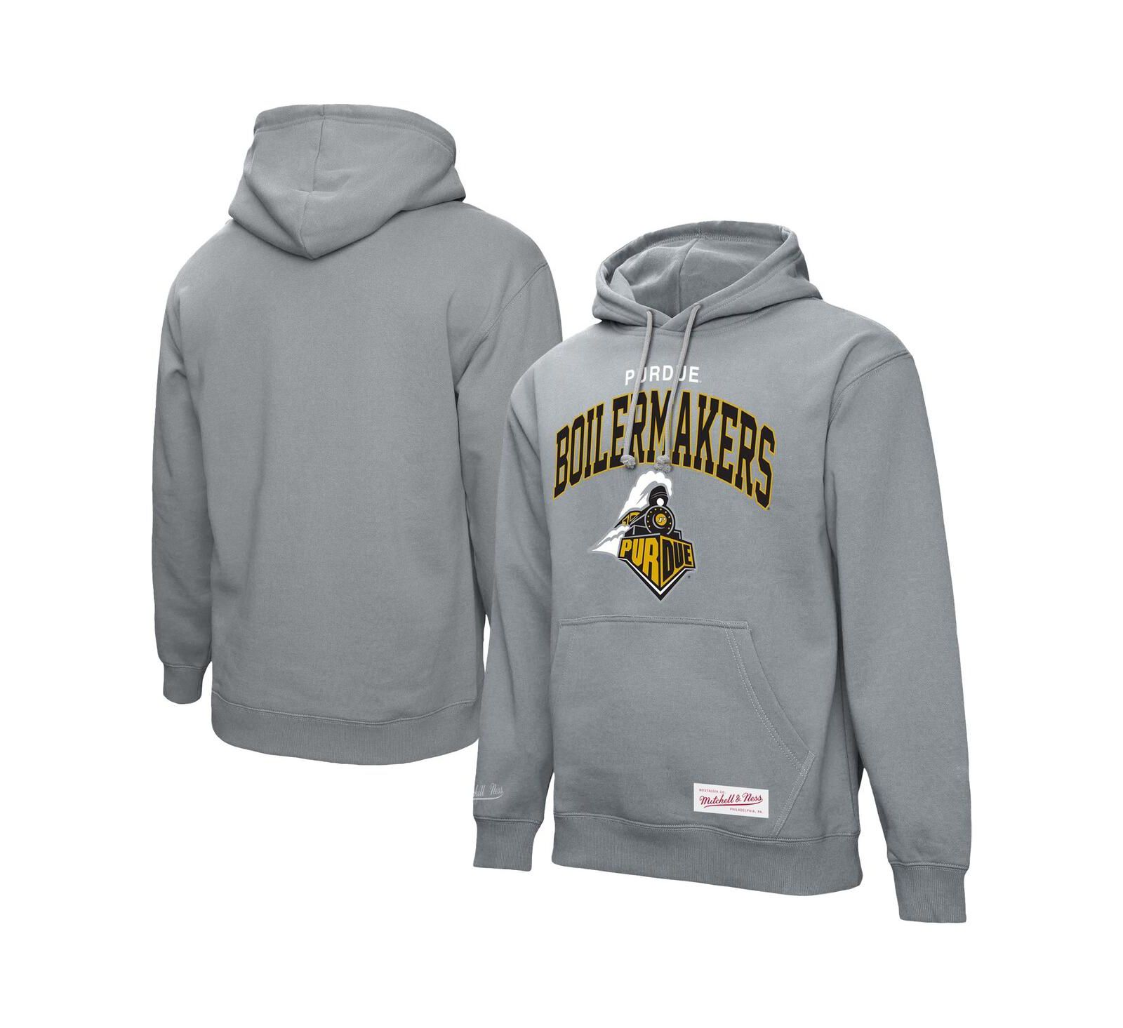 Мужское худи Mitchell & Ness Heather Gray Purdue Boilermakers Classic Arch Pullover