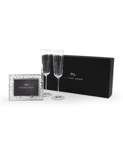 Michael Aram Reflective Champagne Flute and Heart Frame Set