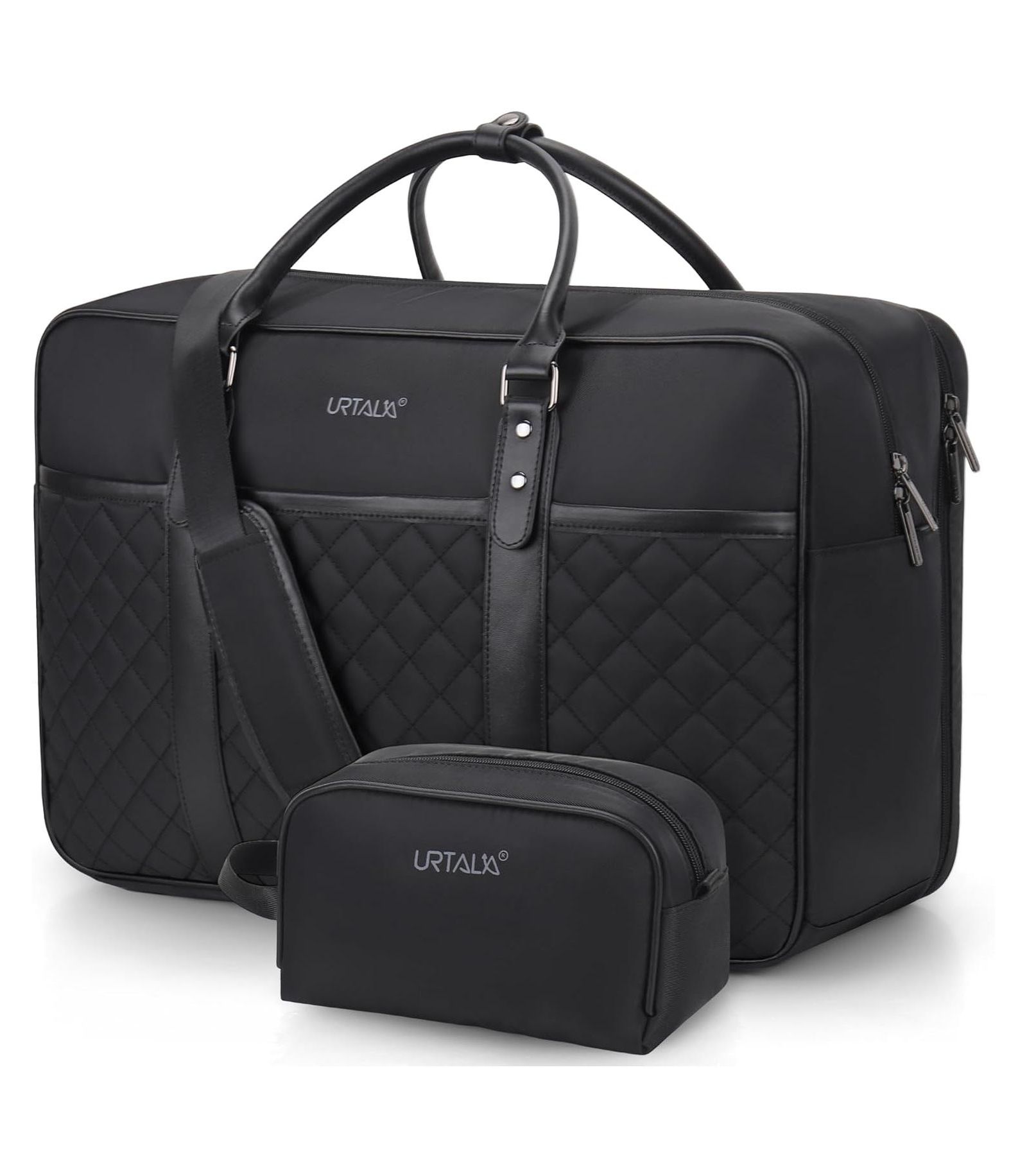 Urtala Travel Duffle Bag for Men, Weekender Bag for Women with Toiletry Bag, Carry On Overnight Bag with 17.3 inch Laptop Compartment (Black)