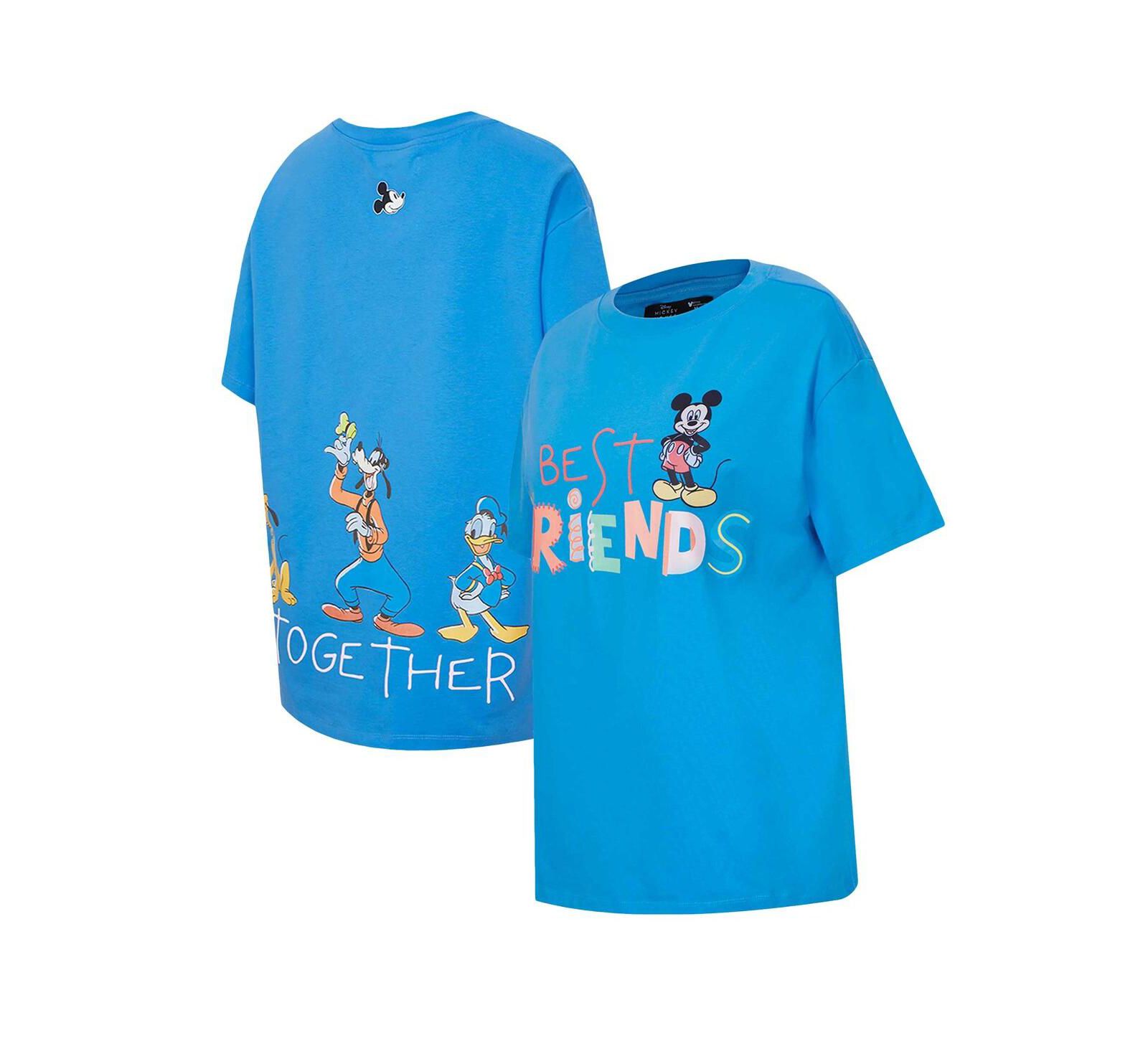Женская футболка Freeze Max Mickey Friends Always Together, фасон boyfriend, синяя