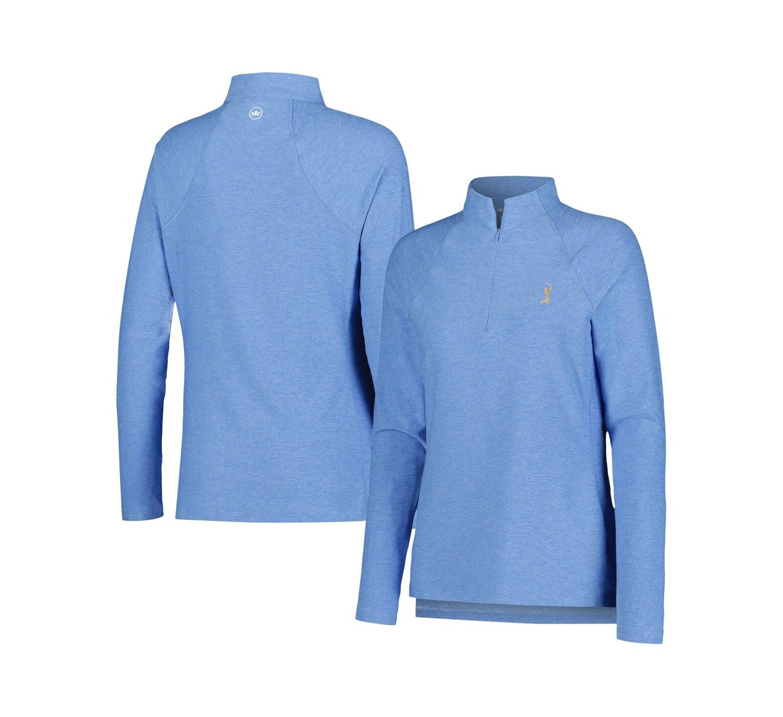 Женский топ Peter Millar Light Blue THE PLAYERS Melange Raglan Perth Quarter-Zip