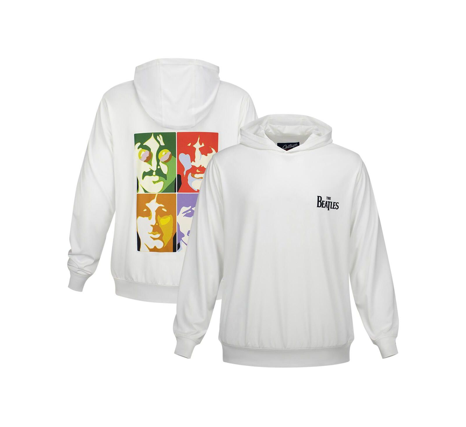 Section 119 Men's and Women's White The Beatles Logo and Faces UPF 50 Pullover Hoodie