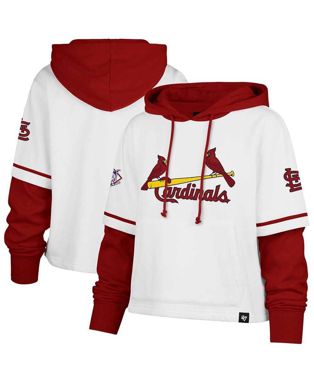 Женское укороченное худи '47 Brand White St. Louis Cardinals Trifecta Shortstop