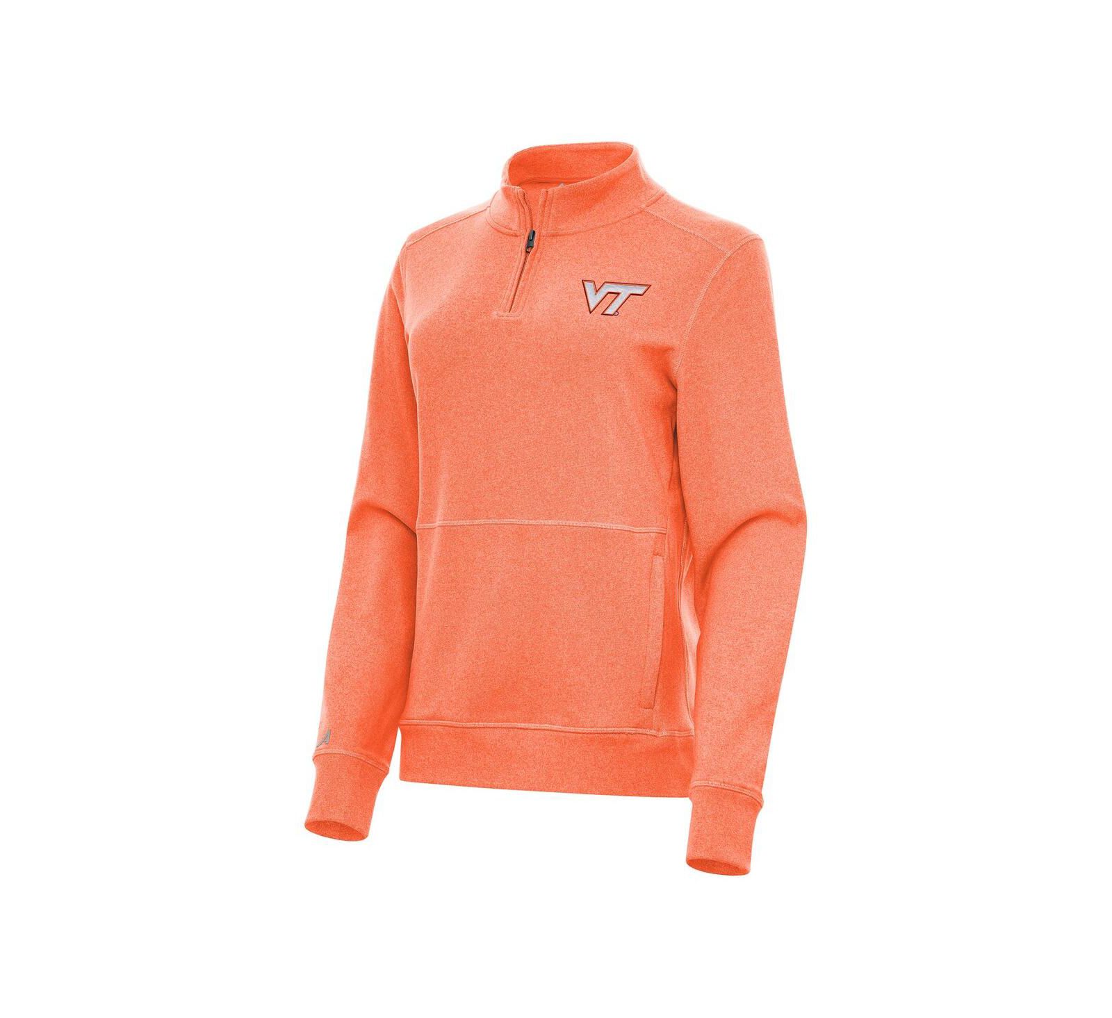Женская флисовая толстовка Antigua Heather Orange Virginia Tech Hokies с молнией