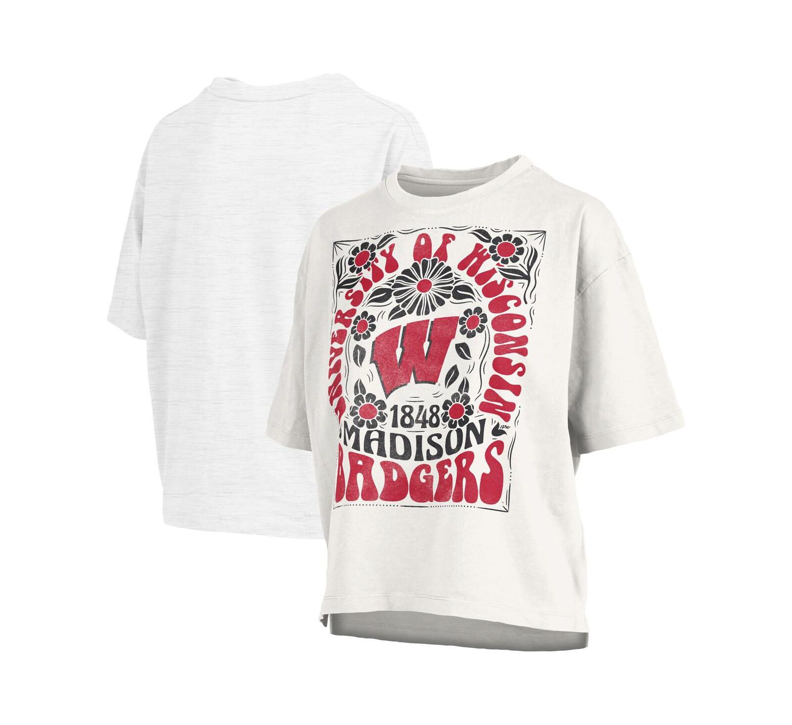 Pressbox Women's White Wisconsin Badgers Harmony Oversized T-Shirt