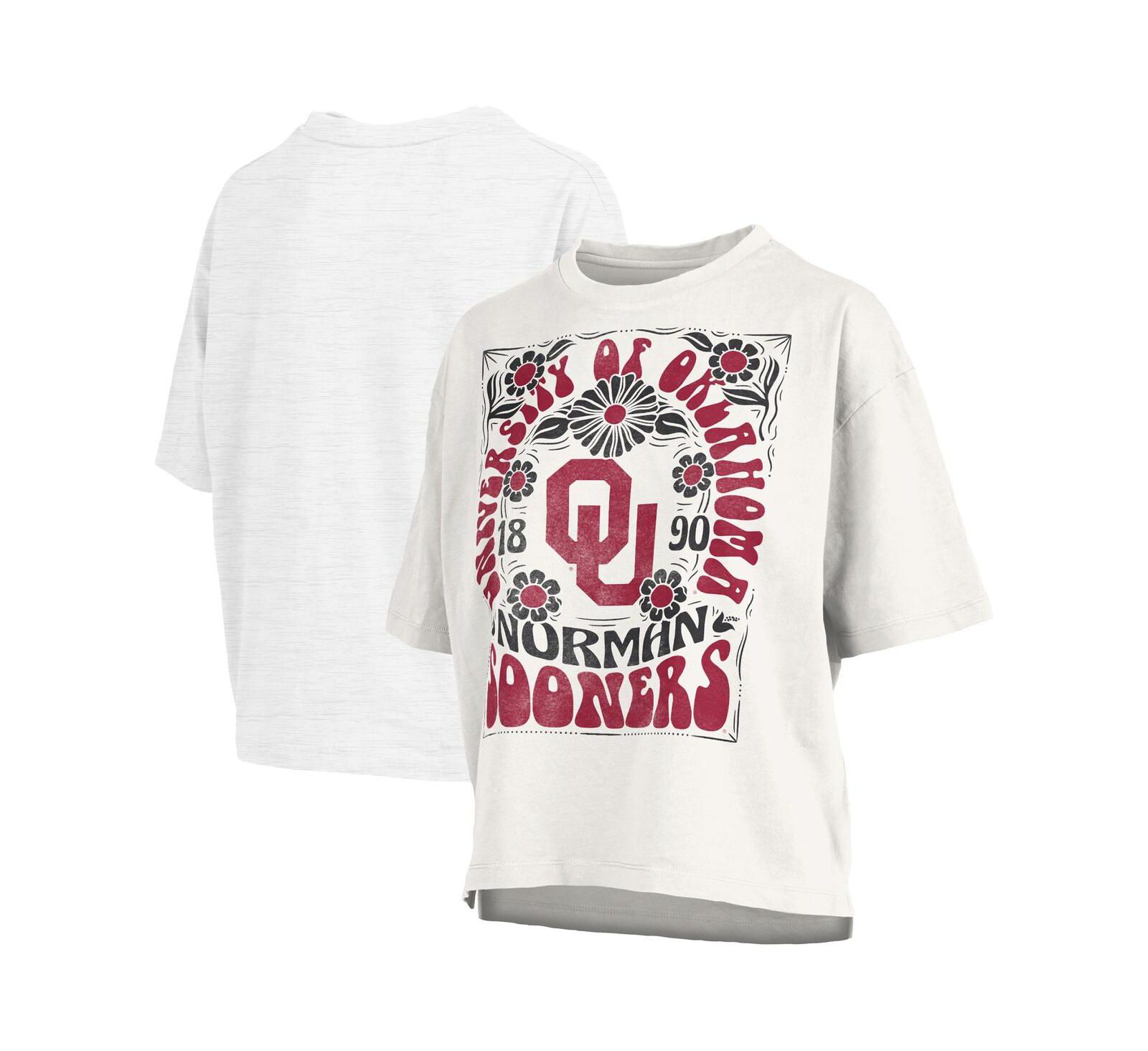 Женская футболка Pressbox белого цвета с логотипом Oklahoma Sooners, оверсайз