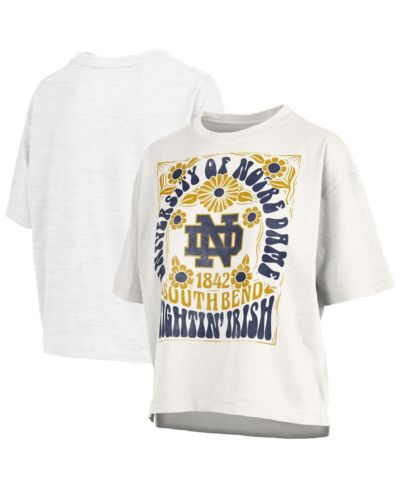 Женская футболка Pressbox белого цвета с логотипом Notre Dame Fighting Irish, оверсайз