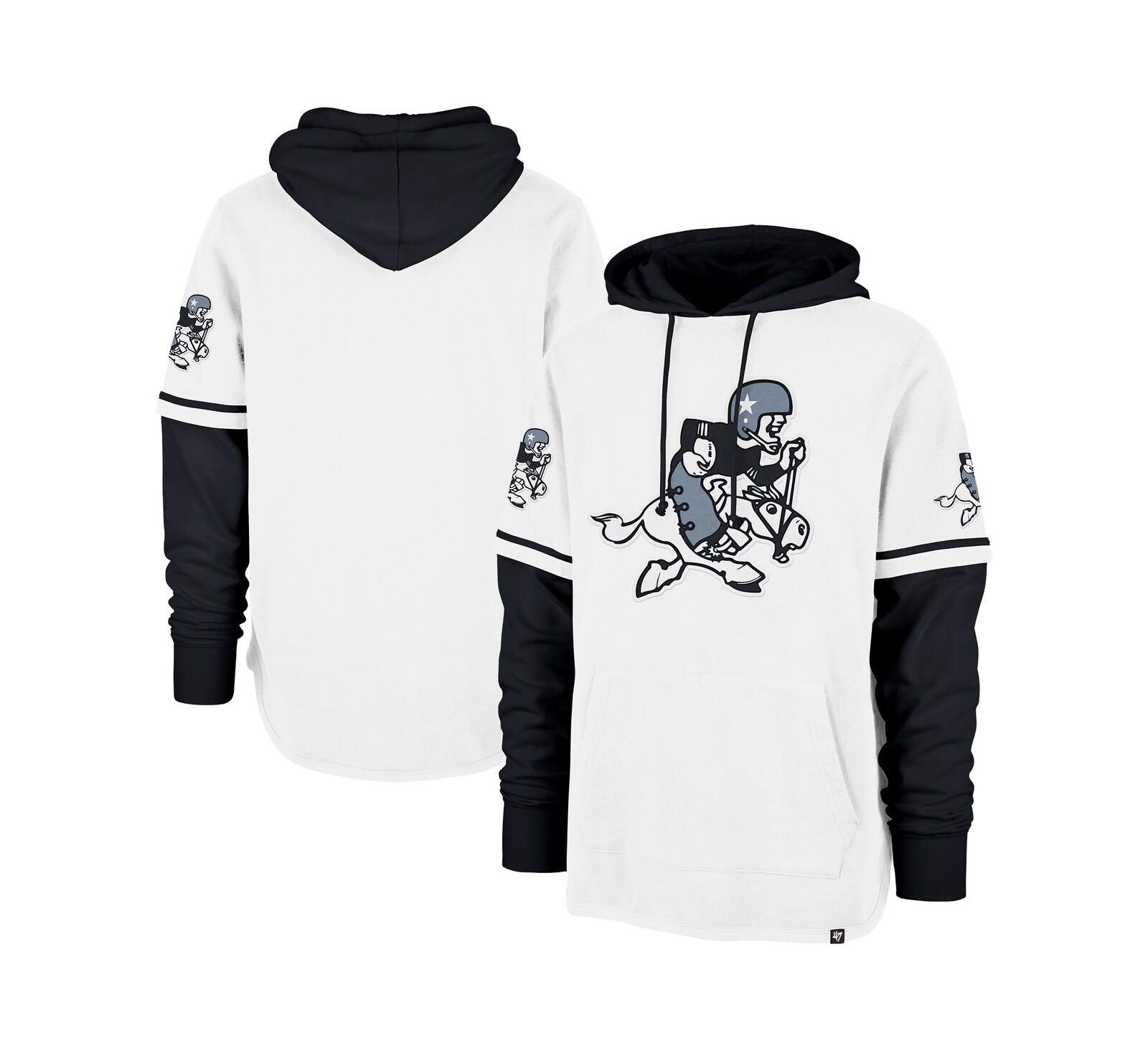'47 Brand Men's White/Black Dallas Cowboys Throwback Shortstop Pullover Hoodie