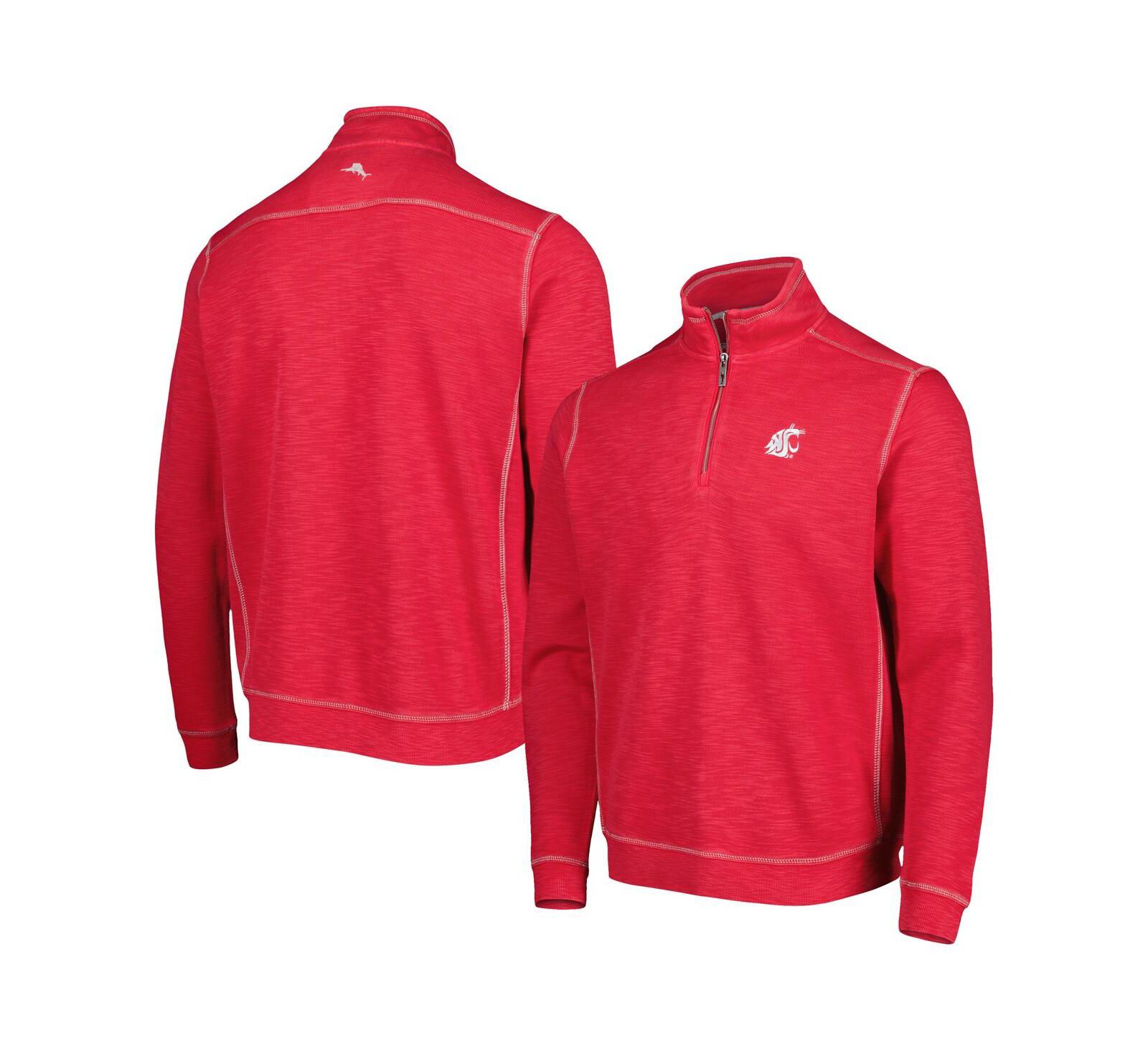 Tommy Bahama Men's Crimson Washington State Cougars Sport Tobago Bay Tri-Blend Mock Neck Half-Zip Jacket
