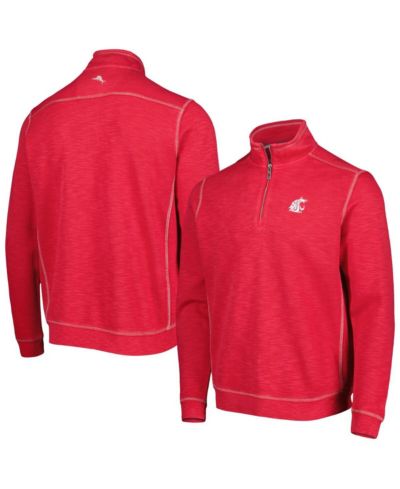 Мужская куртка Tommy Bahama Crimson Washington State Cougars Sport Tobago Bay Tri-Blend Mock Neck Half-Zip