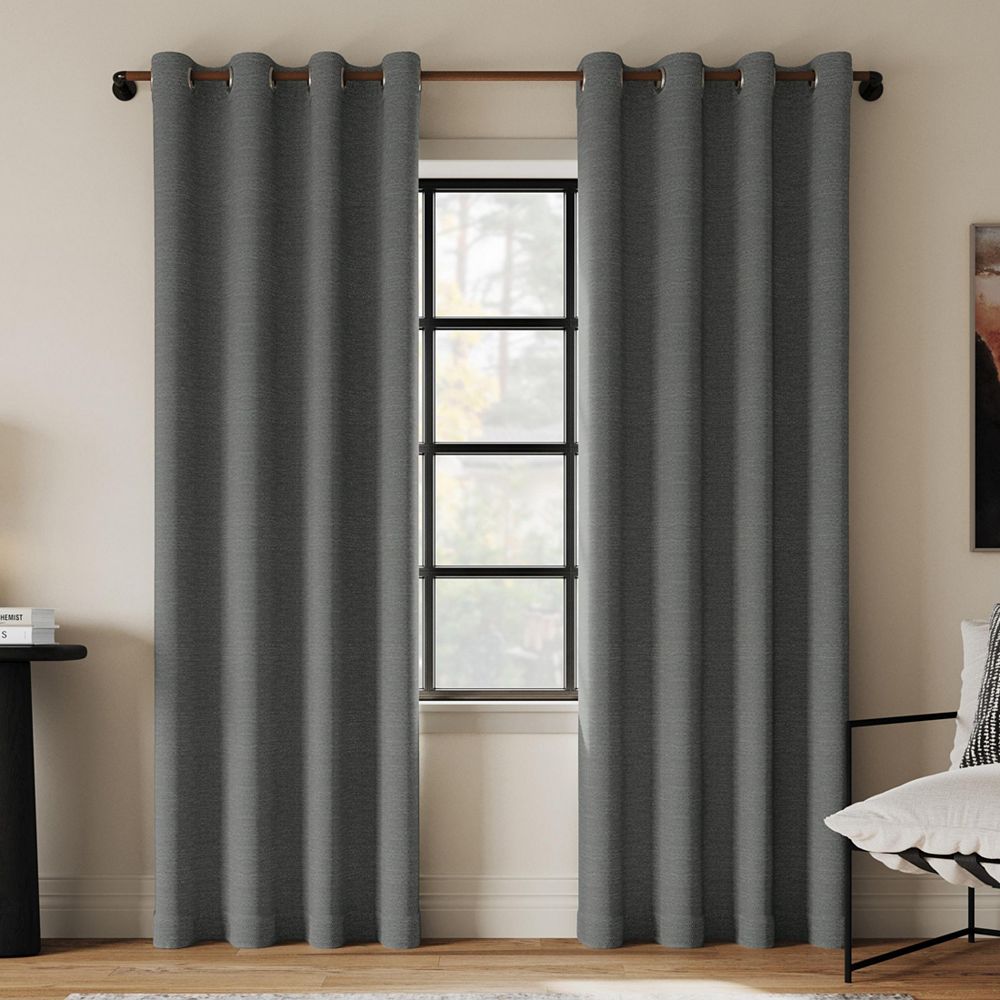 Indigo Road by Egypt Sherrod Sarasi Contrast Tweed Magnetic Closure Blackout Grommet Curtain Panel