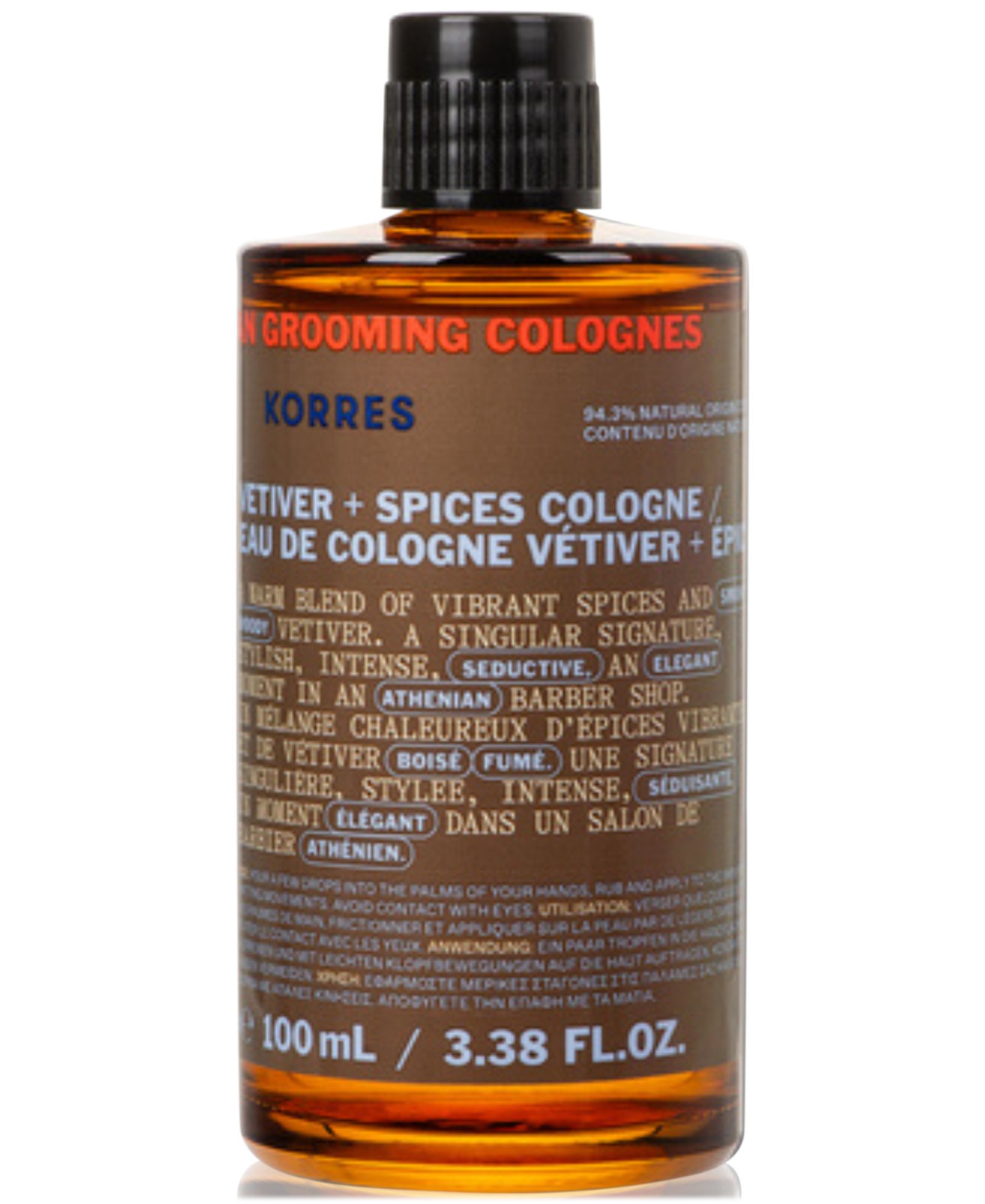 KORRES Мужской одеколон Vetiver + Spices, 100 ml