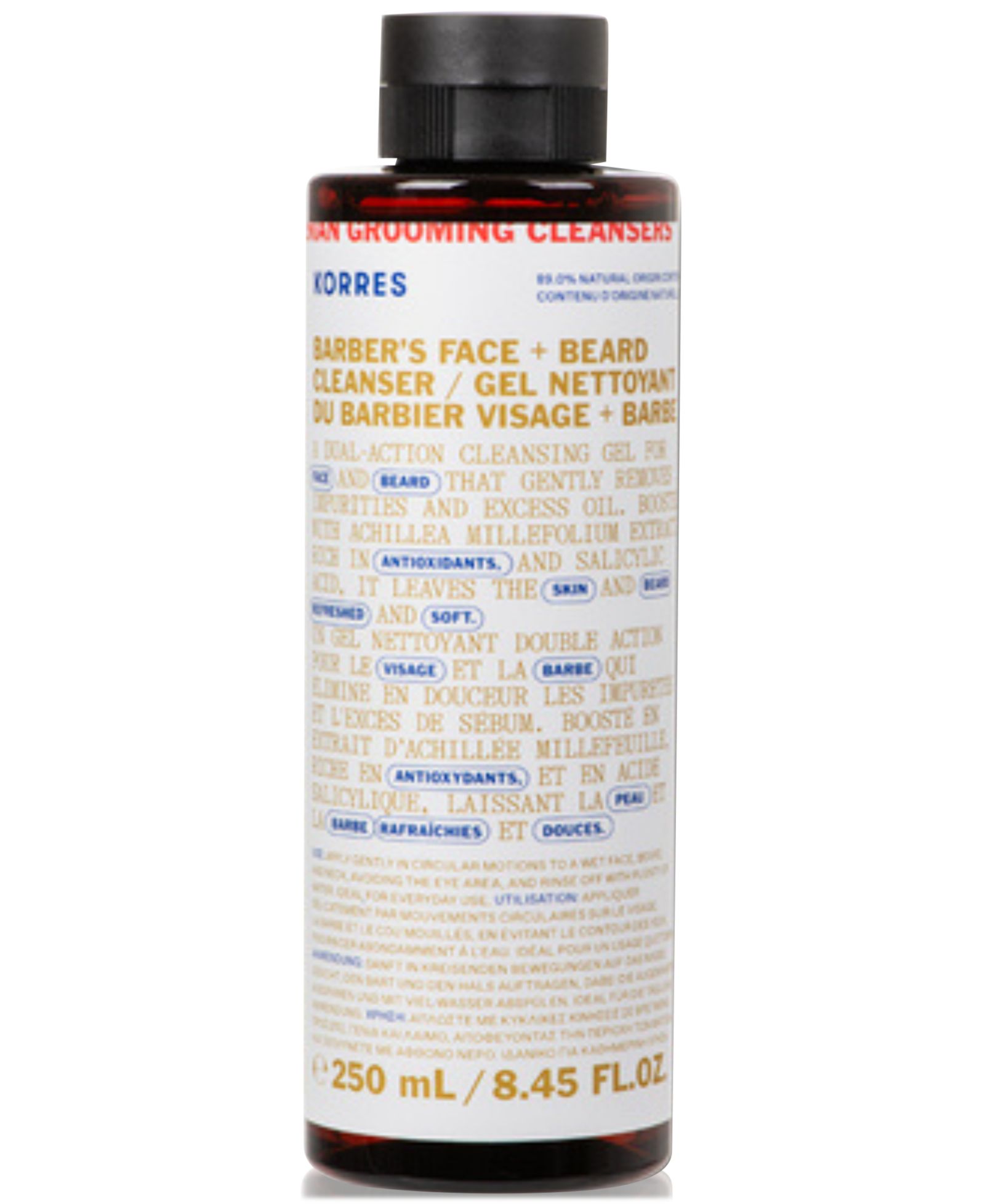 Korres Athenian Grooming Barber's Face + Beard Cleanser, 8.45 oz.