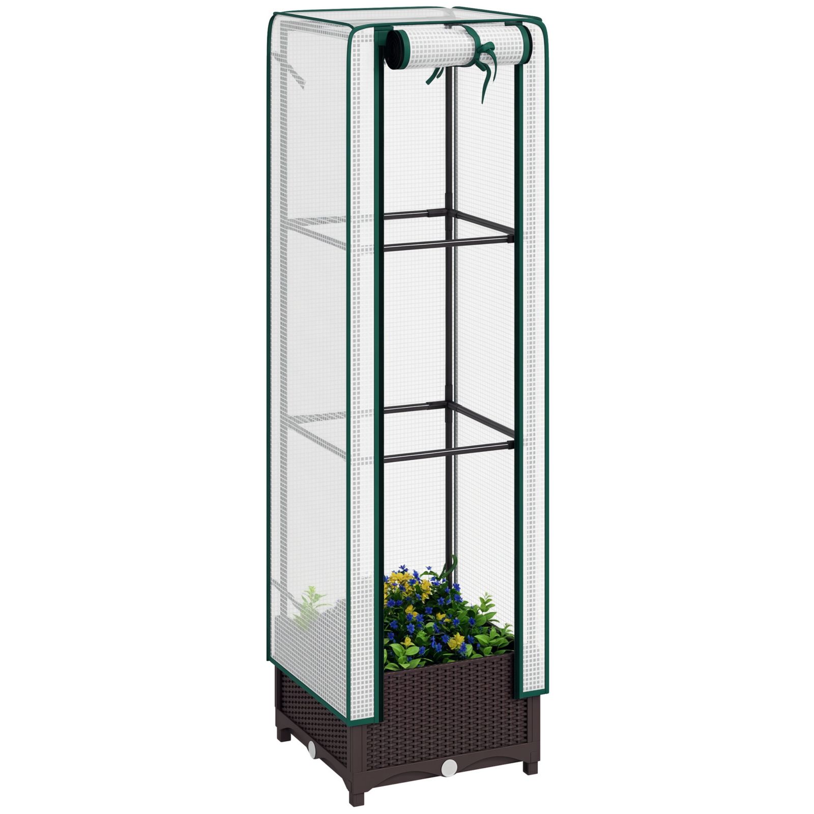 Outsunny 15.7" x 15.7" x 48.8" Raised Flower Bed with Trellis