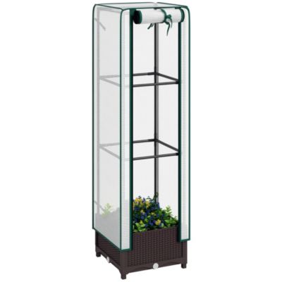 Outsunny 15.7" x 15.7" x 48.8" Raised Flower Bed with Trellis