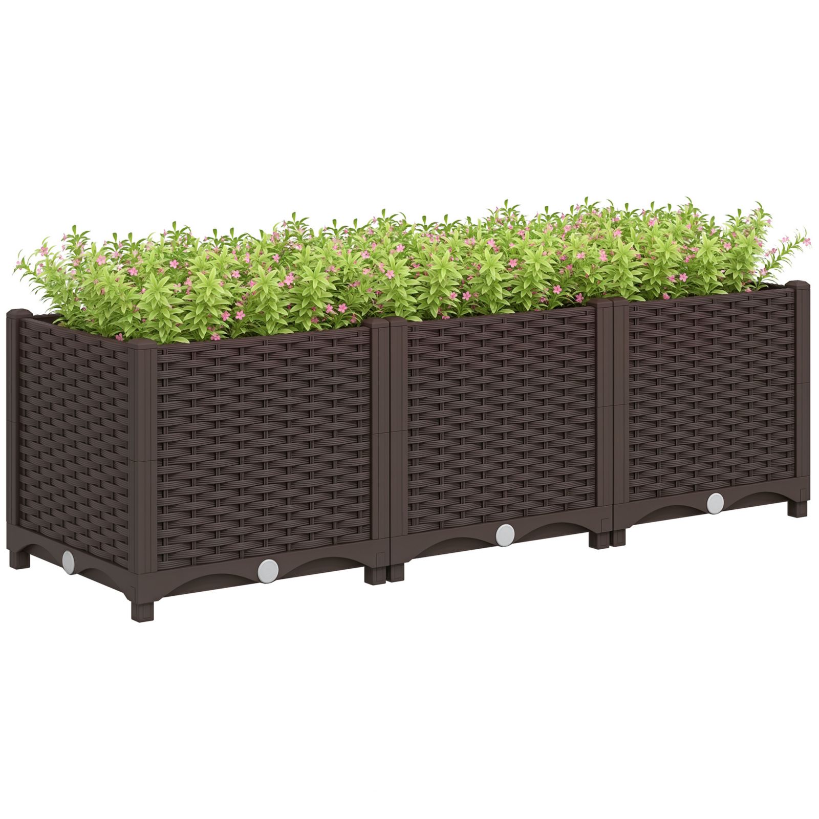 Outsunny 4 x 1 x 1 ft Plastic Garden Box w/Drainage Holes,