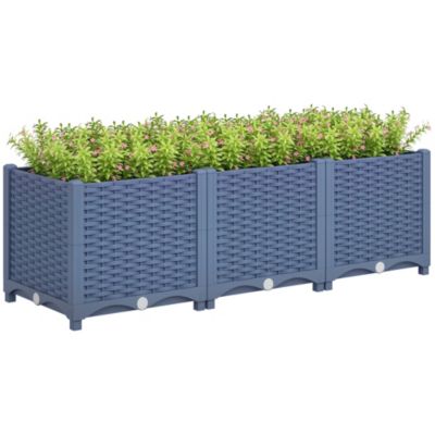 Outsunny 4 x 1 x 1 ft Plastic Garden Box w/Drainage Holes,