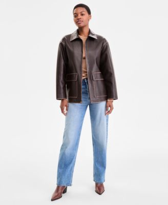 BCBGMAXAZRIA Женское пальто из искусственной кожи на молнии