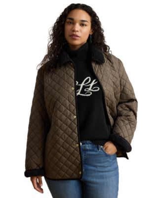 Пальто Lauren Ralph Lauren Plus Size с воротником Faux-Sherpa, стеганое
