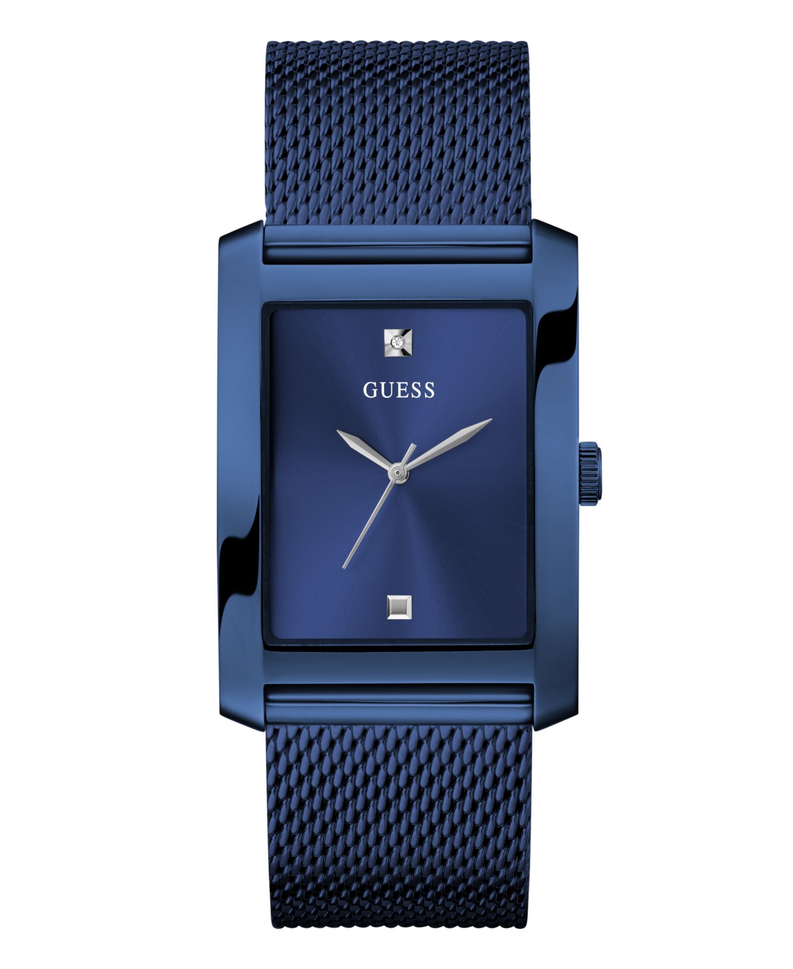 GUESS Men's Analog Blue Mesh Watch, 34mm