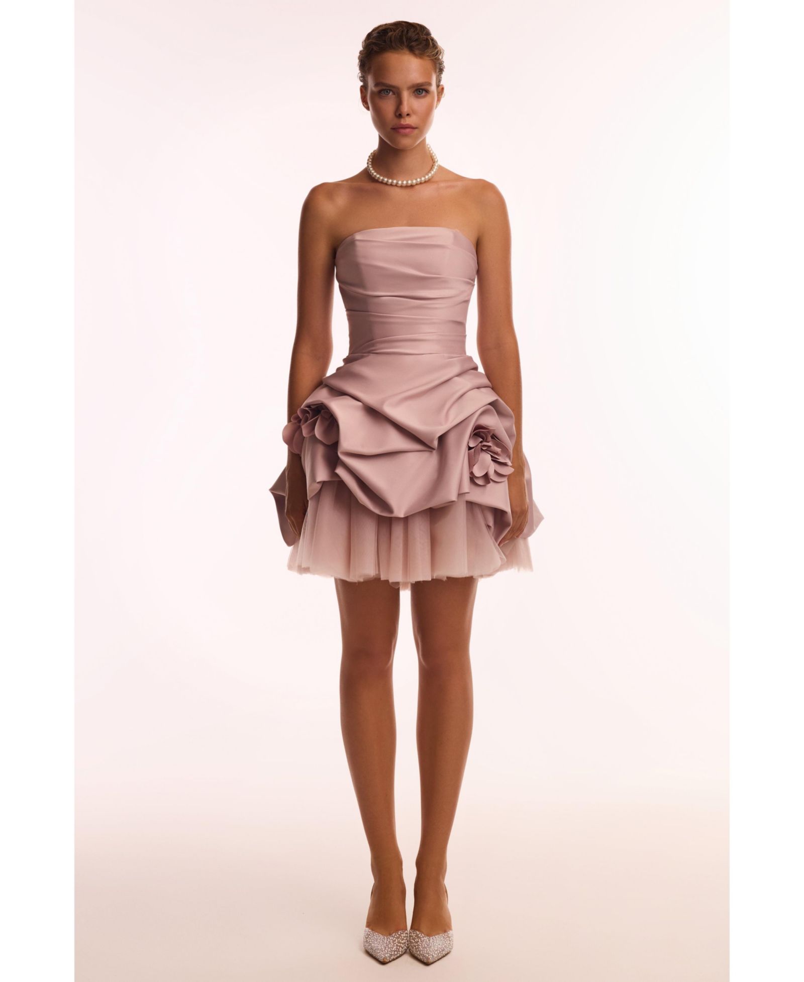 Milla Womens Rosette mini dress in misty rose