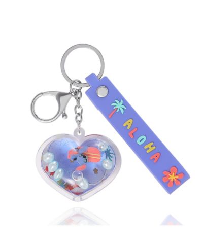 Stitch Liquid Keychain - Official Disney Heart Bag (Blue/One Size)