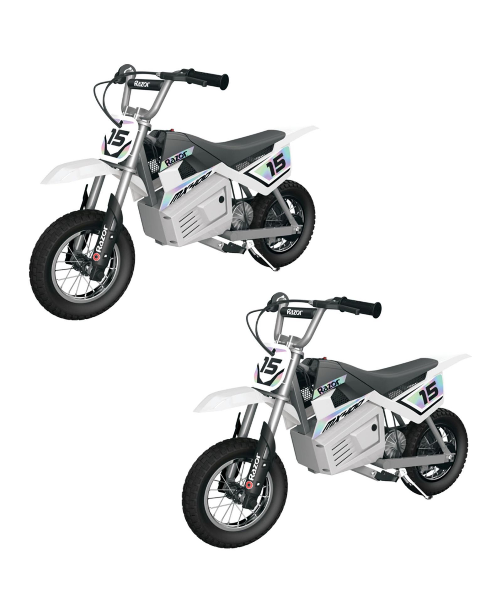 Электрический детский мотоцикл Razor MX400 Dirt Rocket 24V, белый (2 шт.)