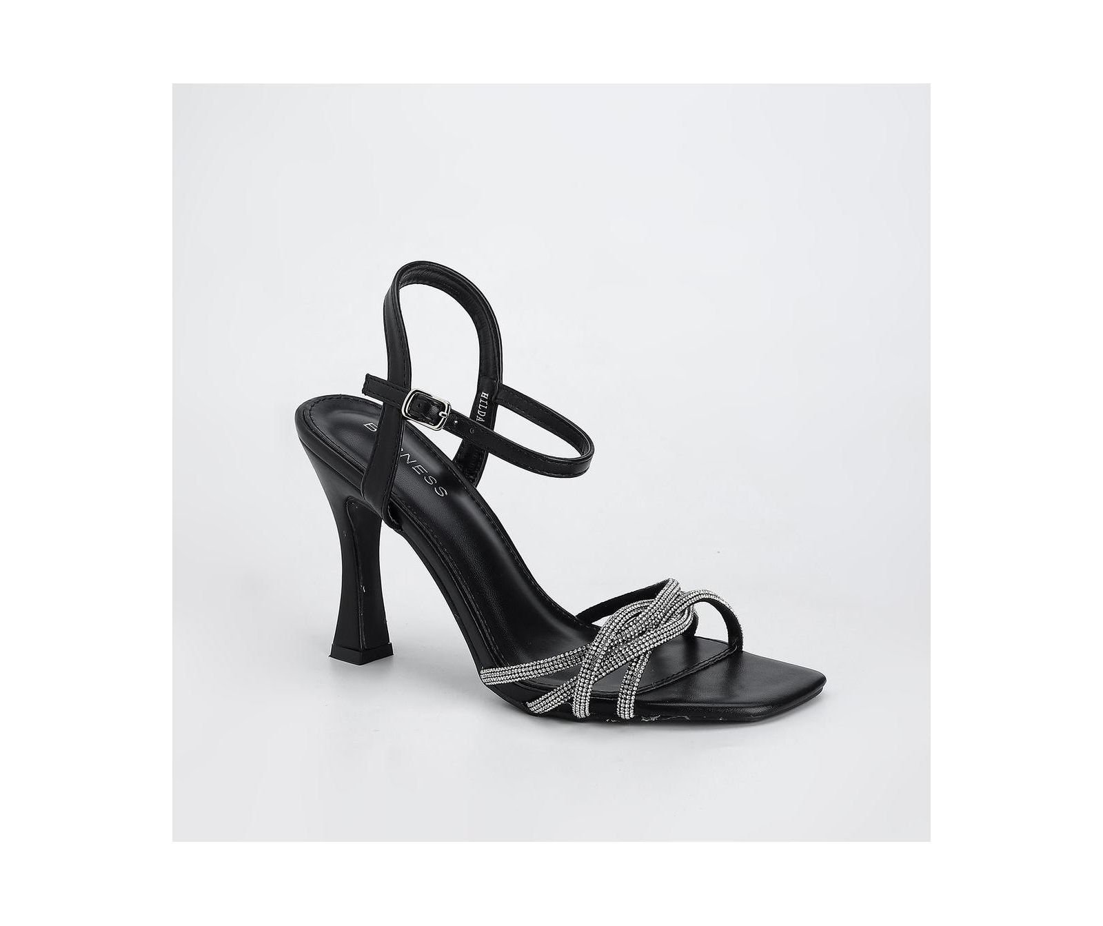 Hilda Rhinestone Cross Straps Heeled Sandals