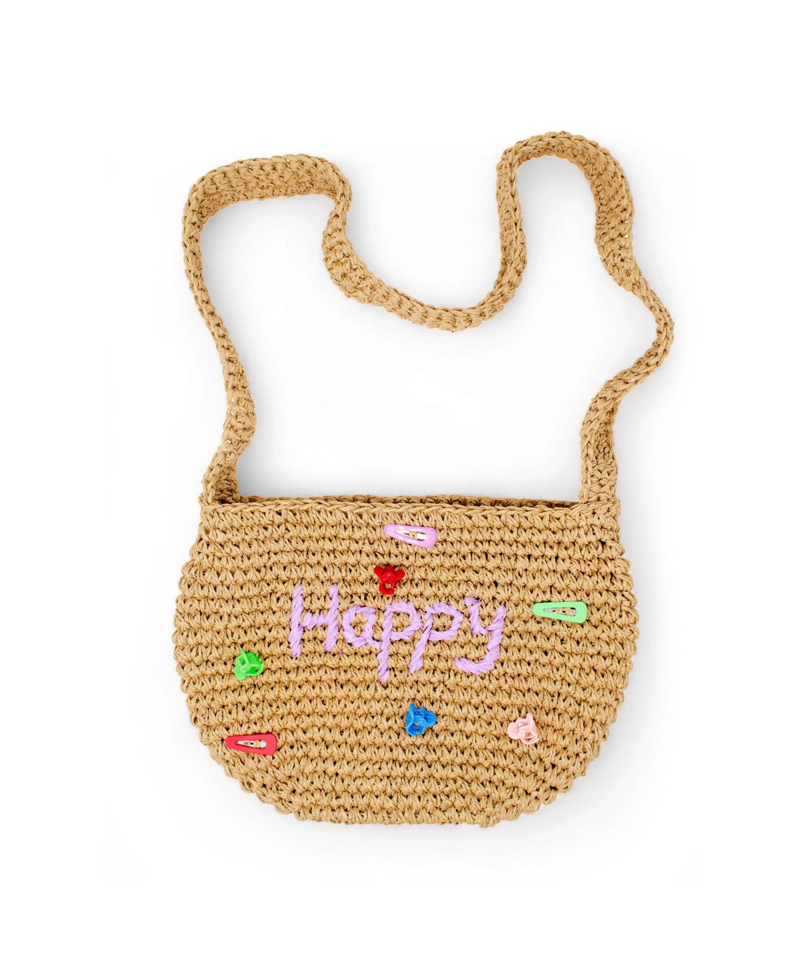 Tiny Treats + Zomi Gems Детская сумка через плечо Wicker Crossbody Message Charm Tote Hot Pink "Love"