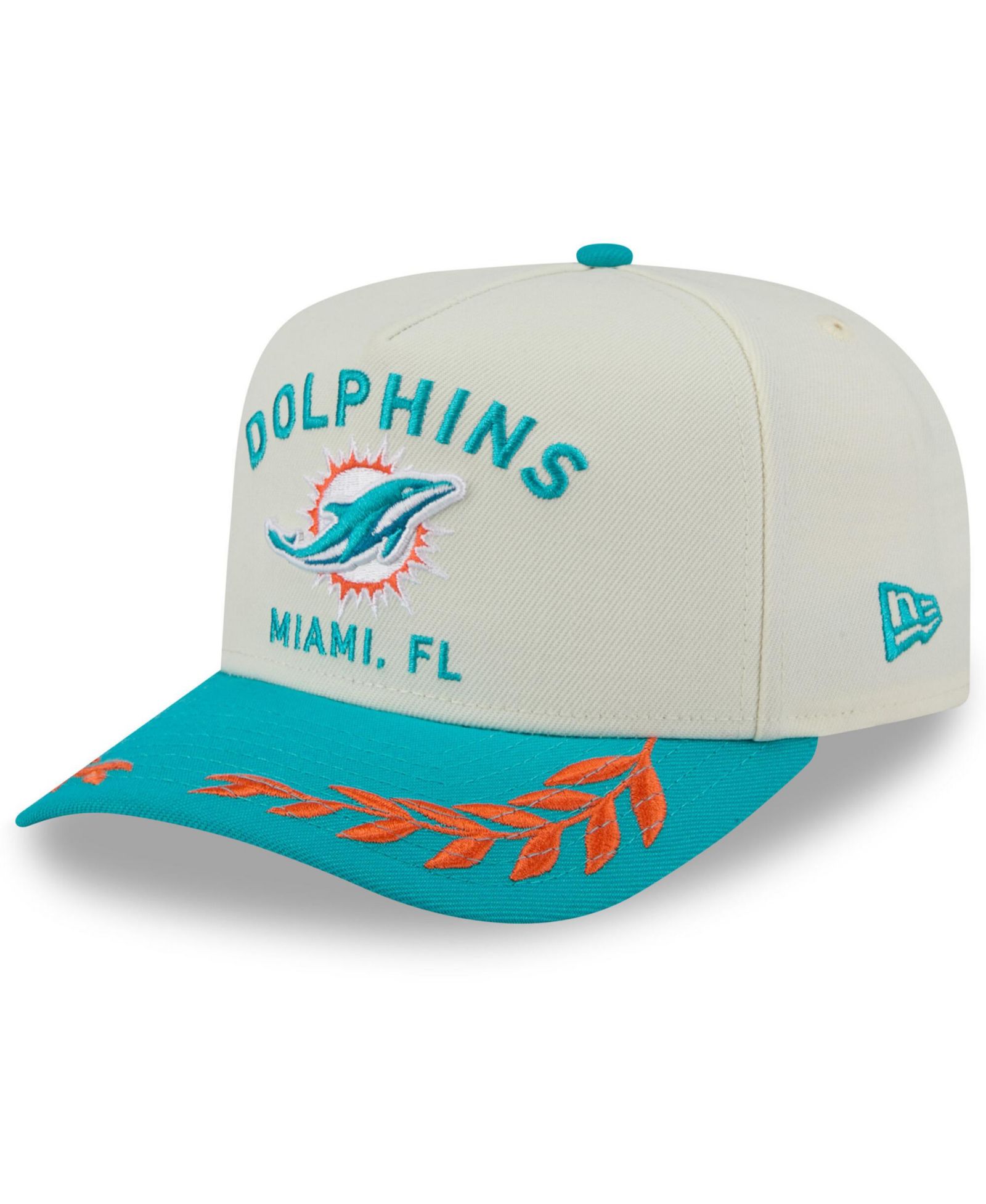 Мужская кепка New Era Miami Dolphins 2025 NFL Draft A-Frame 9FIFTY Snapback Cream/Aqua