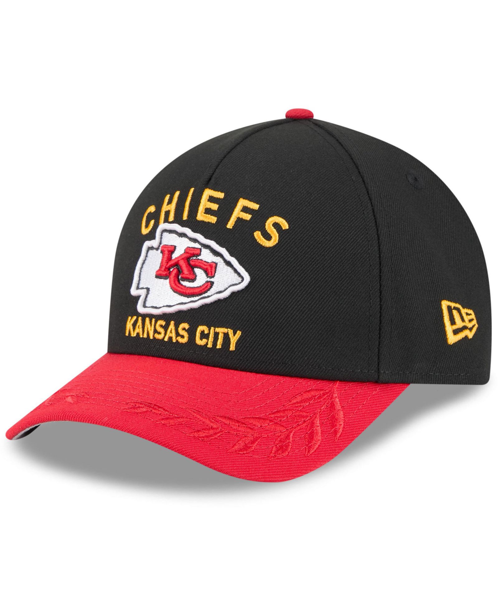 New Era Men's Black/Red Kansas City Chiefs 2025 NFL Draft 9FORTY A-Frame M-Crown Adjustable Hat