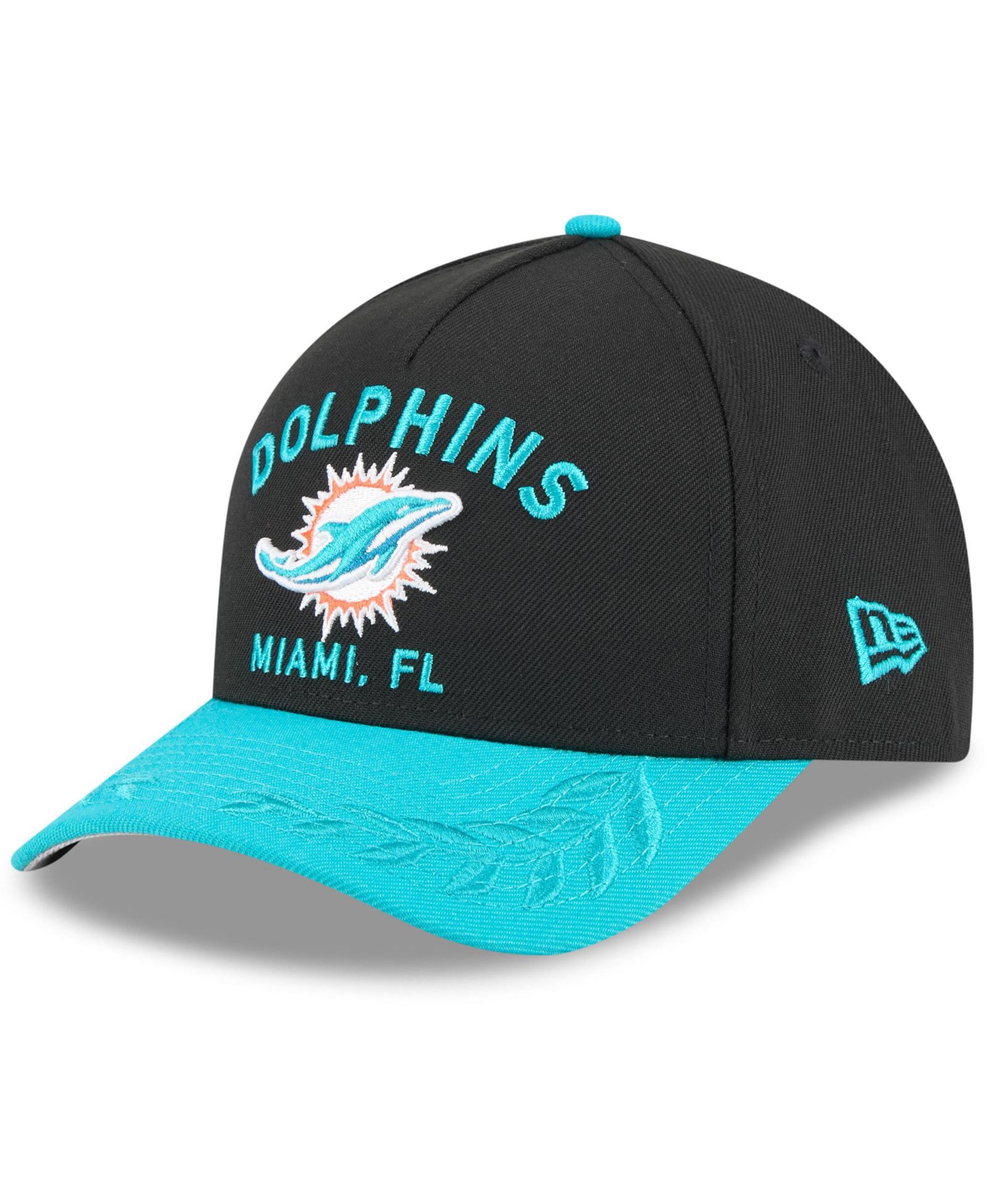 New Era Мужская кепка 9FORTY A-Frame Miami Dolphins 2025 NFL Draft Black/Aqua