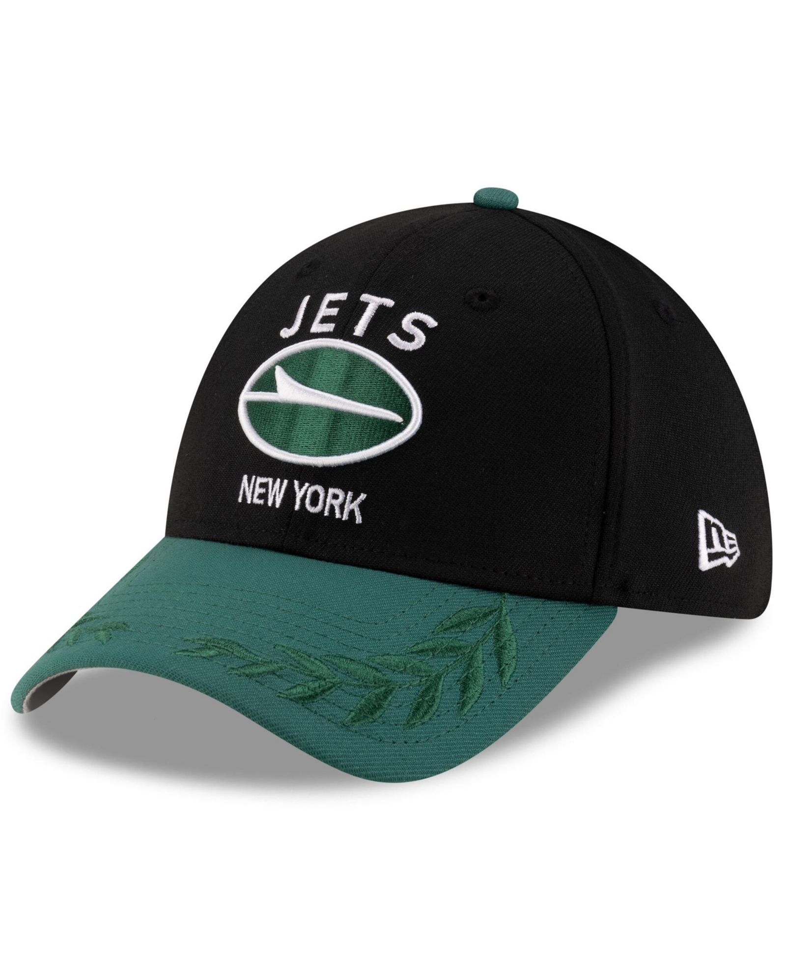 Мужская кепка New Era Black/Green New York Jets 2025 NFL Draft 39THIRTY Flex