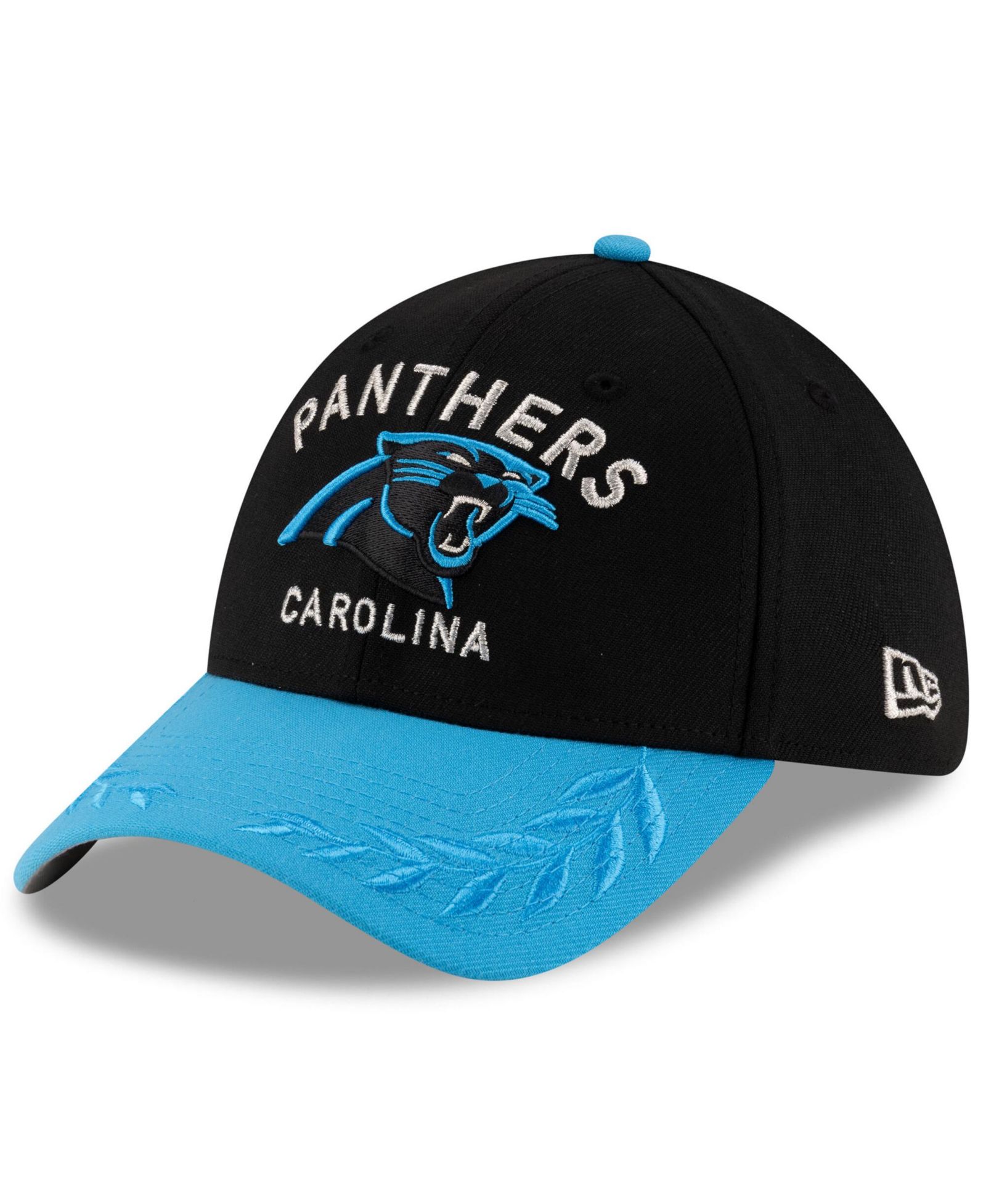 Мужская кепка New Era Carolina Panthers 2025 NFL Draft 39THIRTY Flex, черная/синяя
