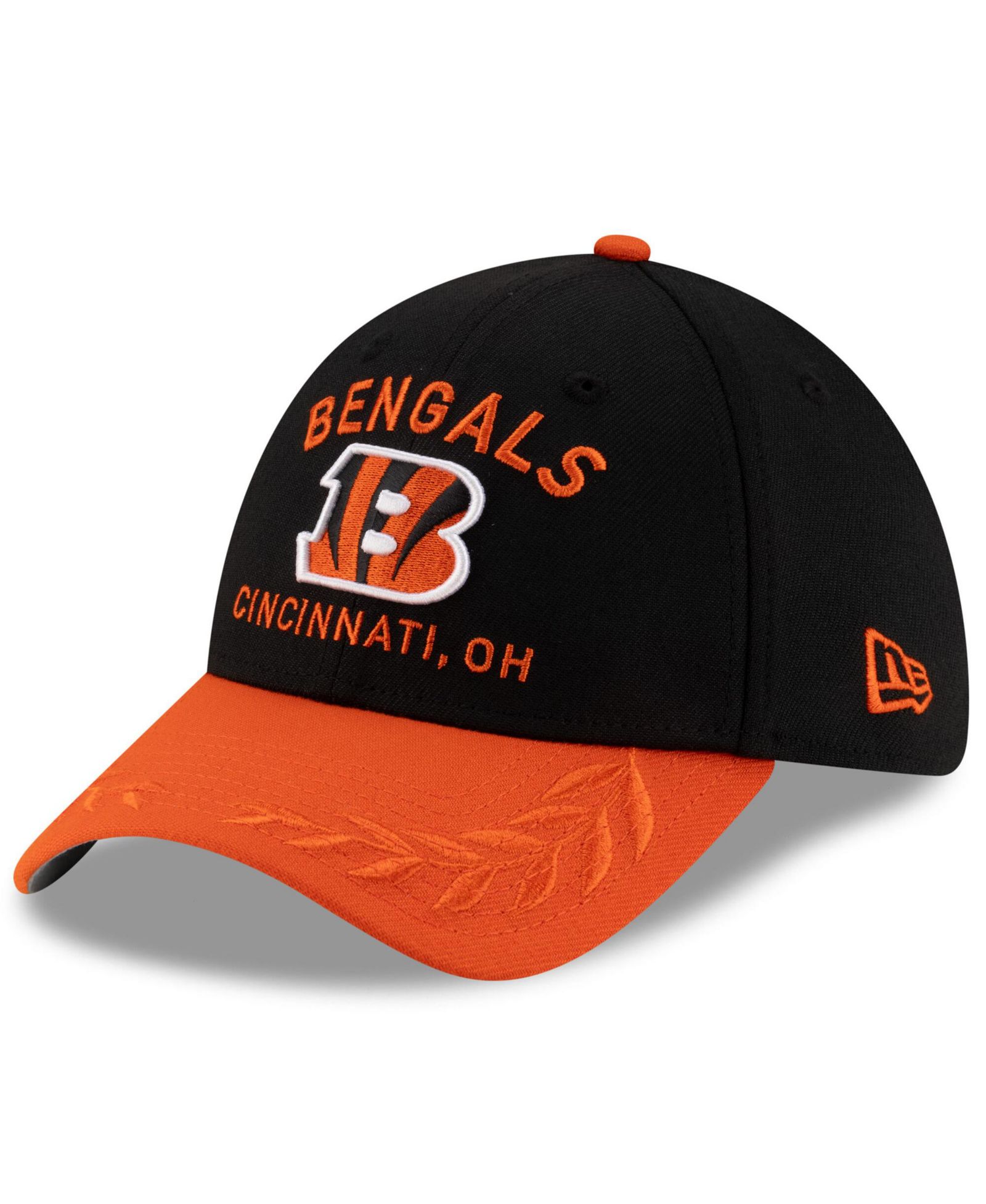 Мужская кепка New Era Black/Orange Cincinnati Bengals 2025 NFL Draft 39THIRTY Flex Hat