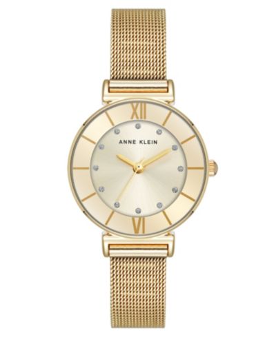 Anne Klein женские часы Quartz Premium Round Gold-Tone Stainless Steel Mesh, 29mm