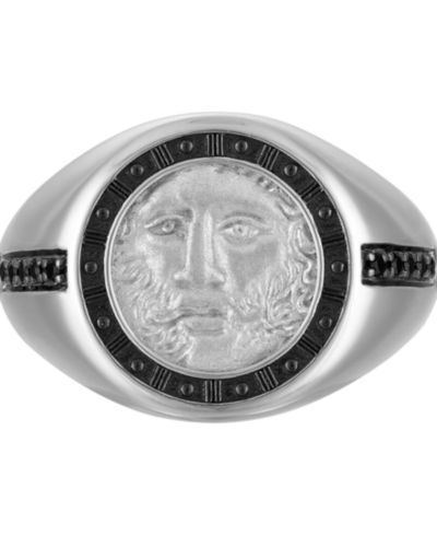 Мужское кольцо Bulova God of Time Sterling Silver Black Diamond (1/10 ct. t.w.)