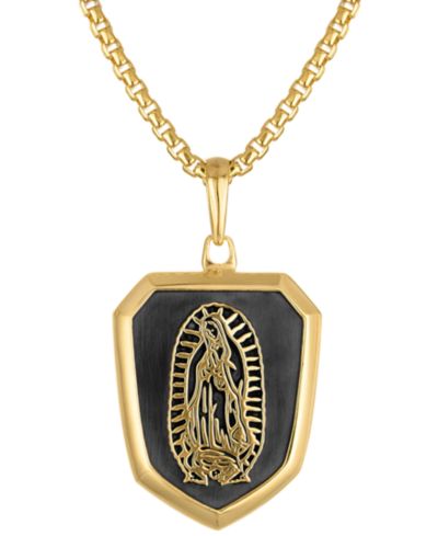Мужское ожерелье-кулон Bulova Our Lady of Guadalupe из двухцветного стерлингового серебра, 24" + 2" удлинитель