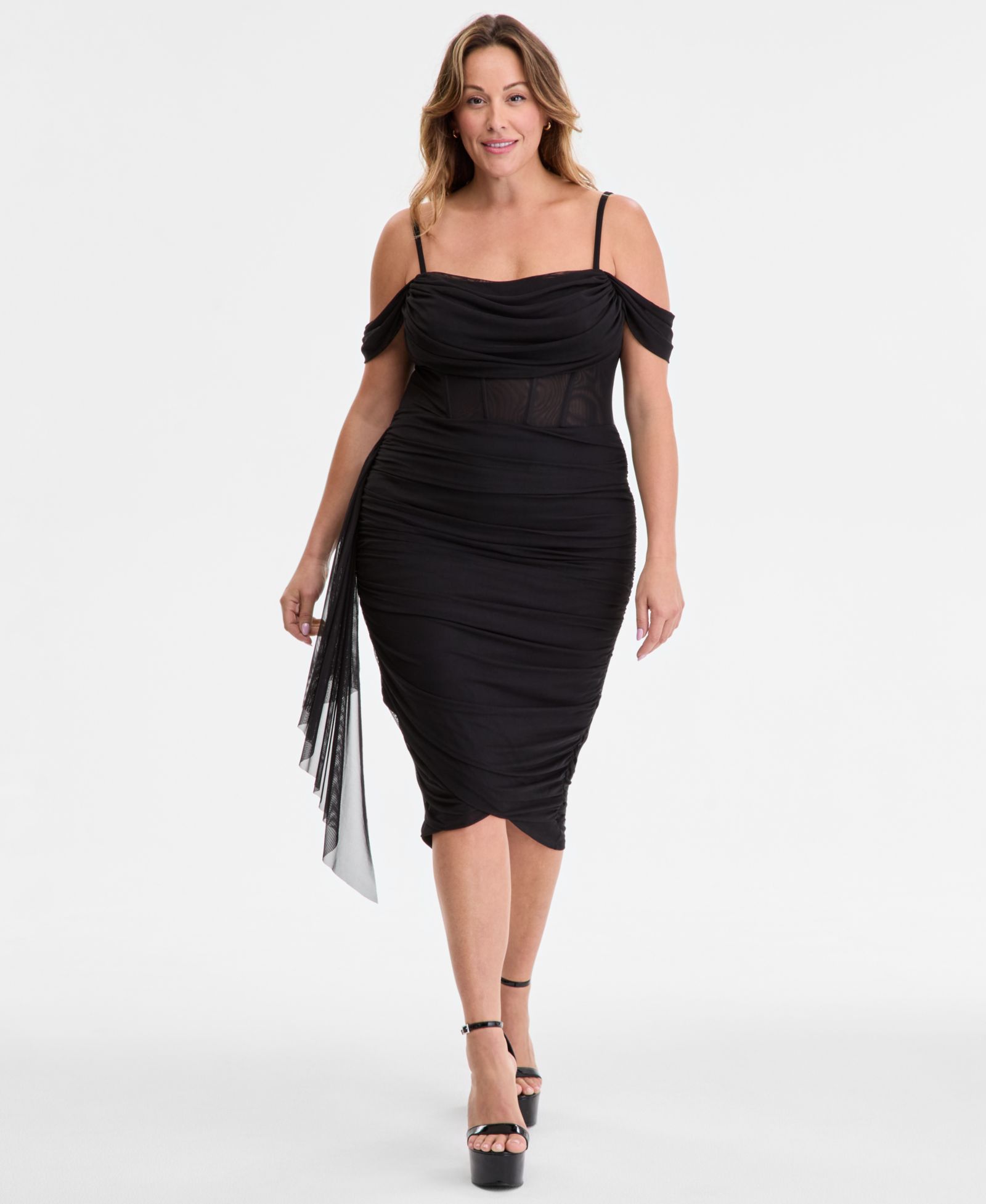City Studios Trendy Plus Size Corset Midi Dress