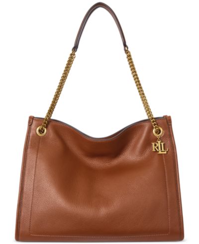 Большая кожаная сумка-тоут Lauren Ralph Lauren Bradley Pebbled