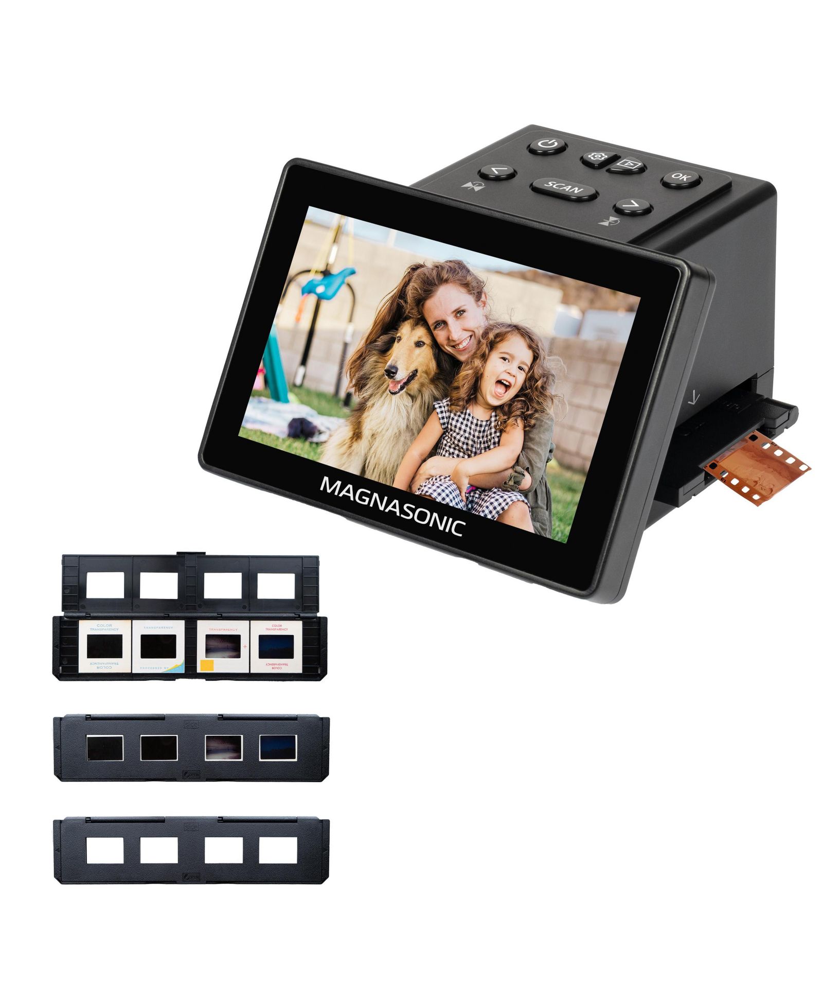 Пленочный сканер Magnasonic 25MP с дисплеем 5" и HDMI, с держателями для пленок