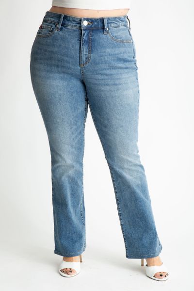 SLINK Jeans Plus Size Denim high rise bootcut in 32" inseam - Evelyn