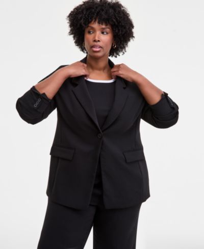 On 34th Блейзер с одной пуговицей и воротником Notch-Collar Plus Size
