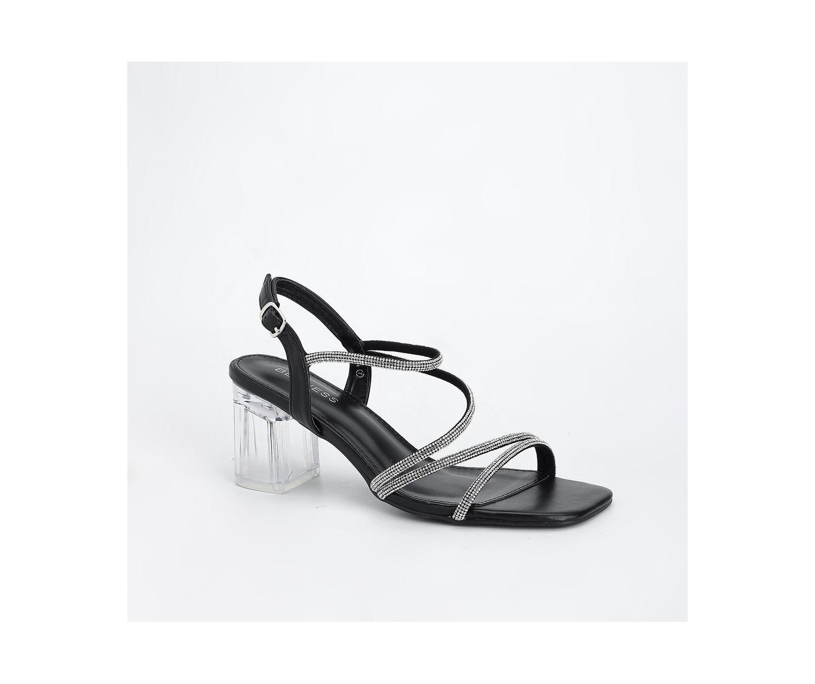Hera Rhinestone Strappy Clear Heel Sandals