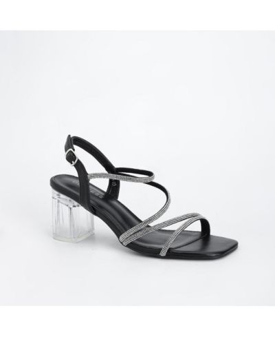 Hera Rhinestone Strappy Clear Heel Sandals
