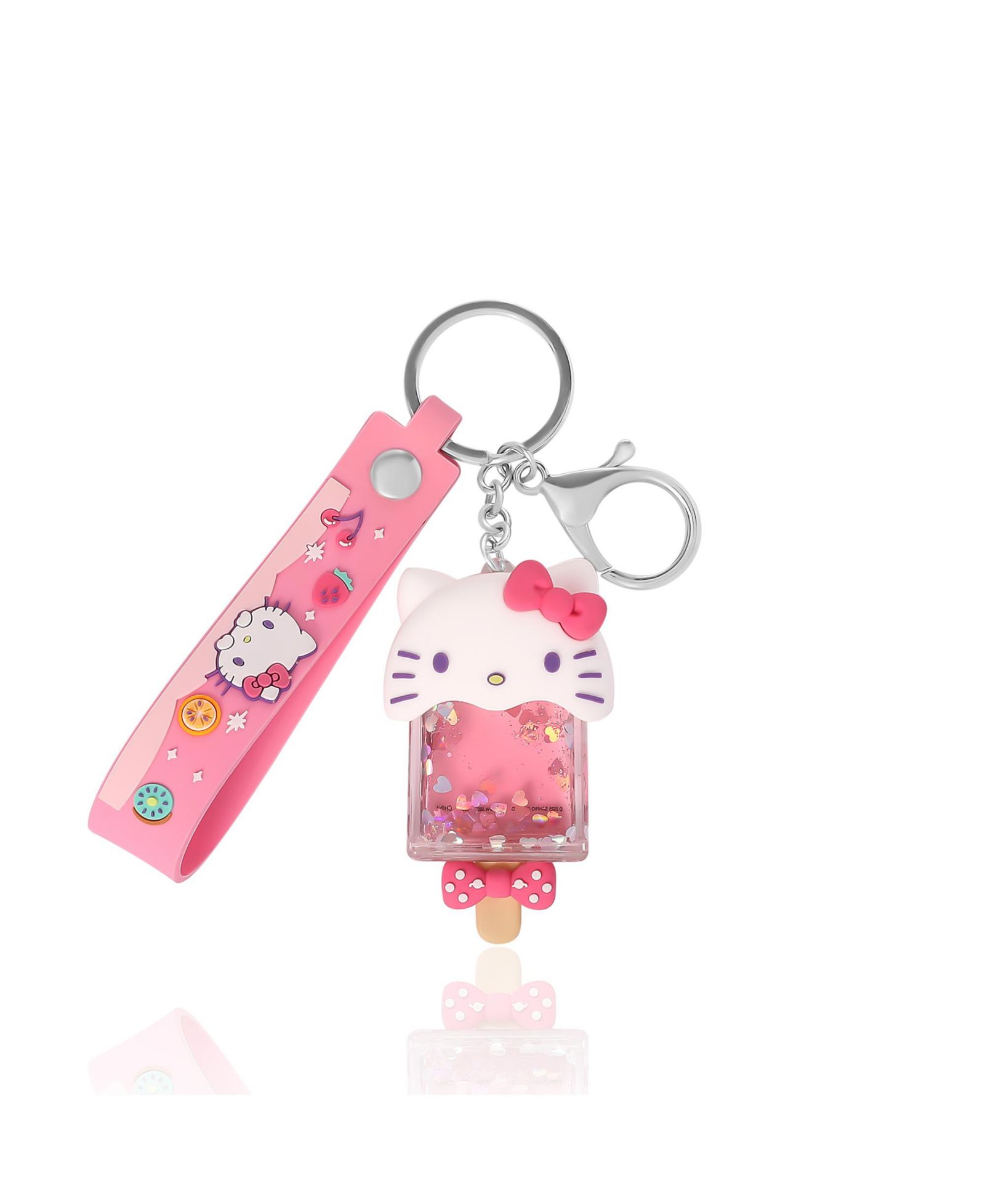 Брелок Hello Kitty Ice Cream с блестками и розовым ремешком