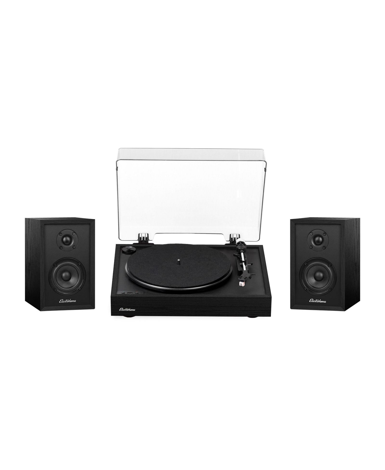 Electrohome Montrose Wireless Bluetooth Upgradable Record Player with Powered Bookshelf Speakers