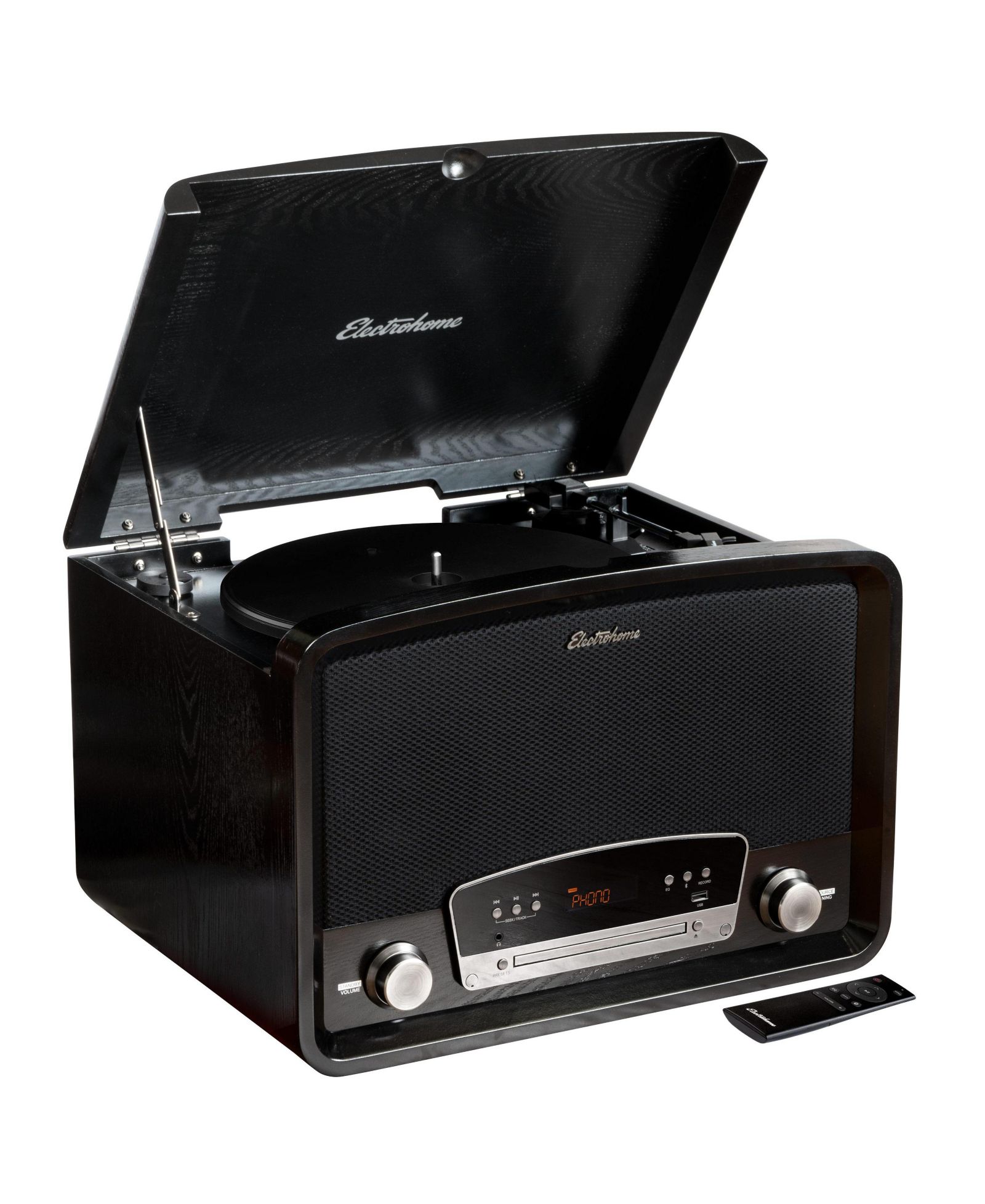 Electrohome Kingston 7-in-1 Vintage 3-Speed Turntable Vinyl Record Player Stereo System (RR75C)
