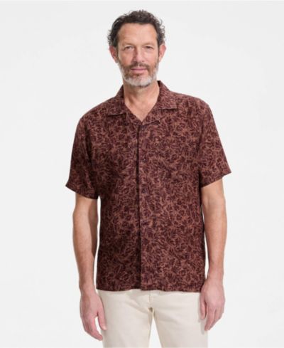 Lands' End Men's Short Sleeve Linen Hawaiian Camp Collar Shirt