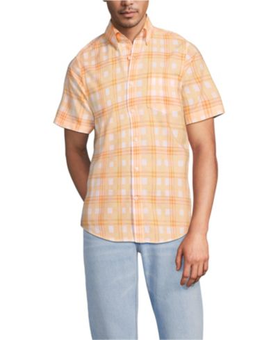 Мужская рубашка Lands' End Men's Traditional Fit Short Sleeve Madras Shirt